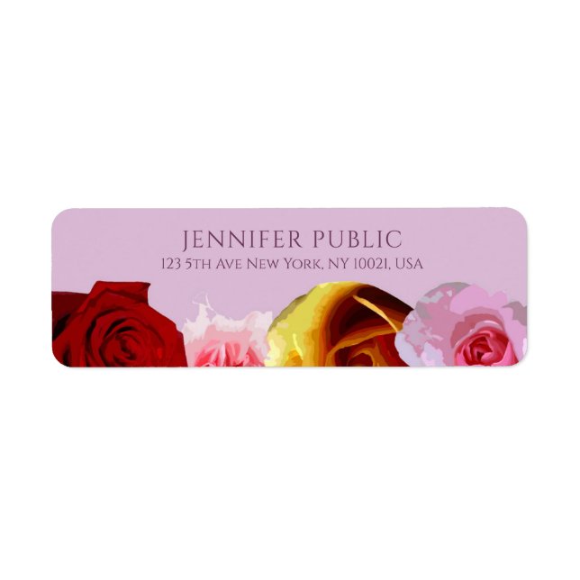 Floral Elegant Roses Modern Flowers Artwork Return Address Label (Front)