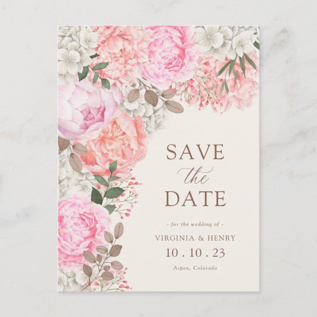 Floral Elegant Save The Date Postcard (Front)