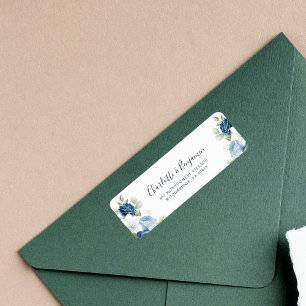 Floral Elegant Script Dusty Blue Return Address Label