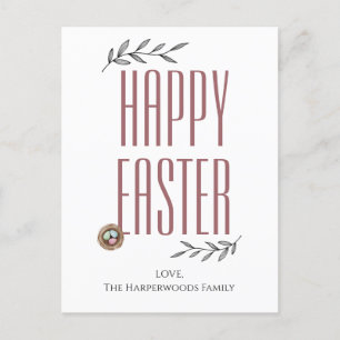 Floral Elegant Script Easter Family Easter Egg Holiday Postcard