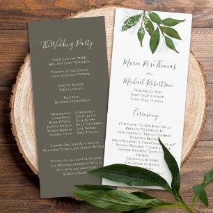 Floral Elegant Simple Wedding Ceremony Leaves Program