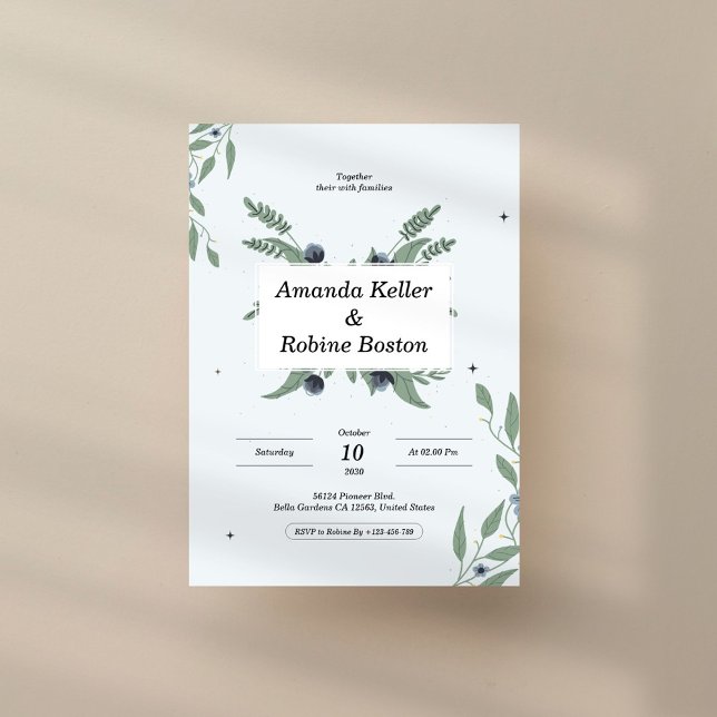 Floral Elegant Simple Wedding Invitation (Creator Uploaded)