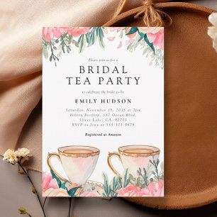 Floral Elegant Tea Party Bridal Shower Invitation