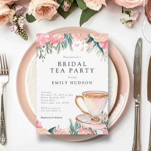 Floral Elegant Tea Party Bridal Shower Invitation