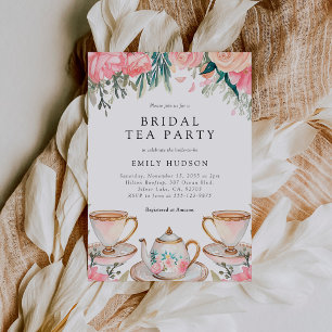 Floral Elegant Tea Party Bridal Shower Invitation