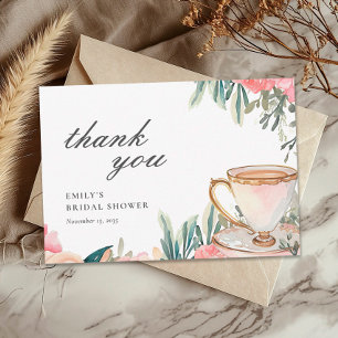 Floral Elegant Tea Party Bridal Shower Thank You Card