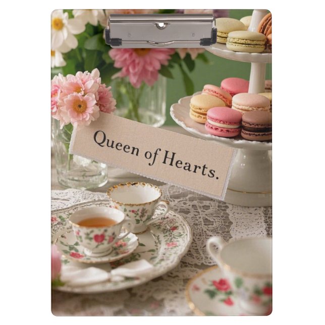 Floral elegant teacup queen of hearts  clipboard (Front)