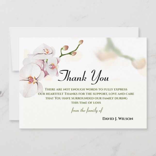 Floral Elegant Thank You Memorial Card (Front)