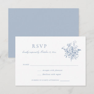 Floral Elegant Vintage Baroque Flower Wedding RSVP Invitation
