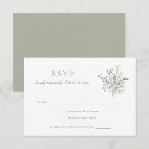 Floral Elegant Vintage Baroque Flower Wedding RSVP Invitation