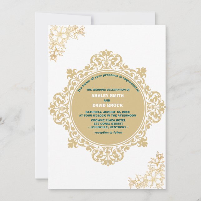 Floral Elegant Vintage Beige Neutral Wedding  Invitation (Front)