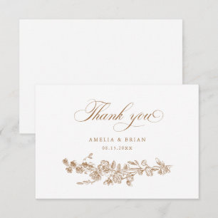 Floral Elegant Vintage Engraved Flowers Wedding Thank You Card