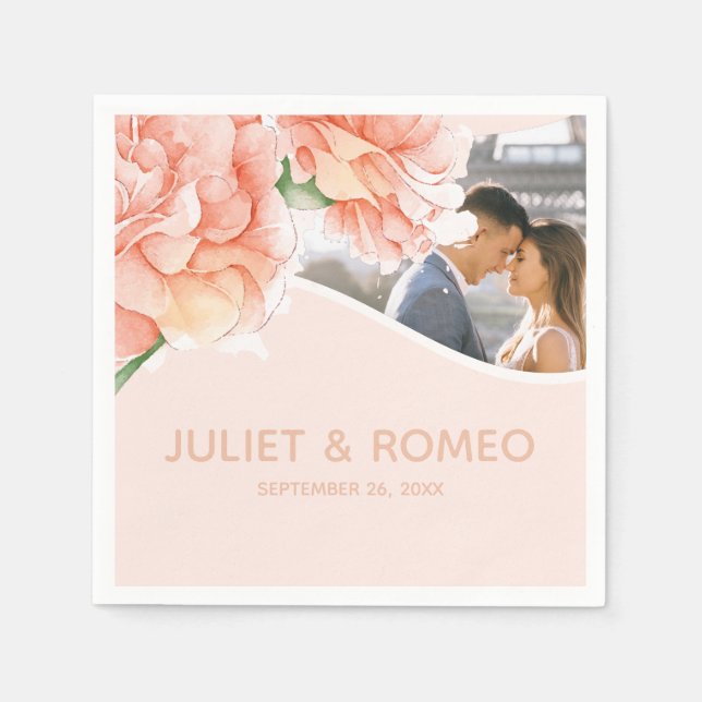 Floral Elegant Wedding Monogram Napkin (Front)