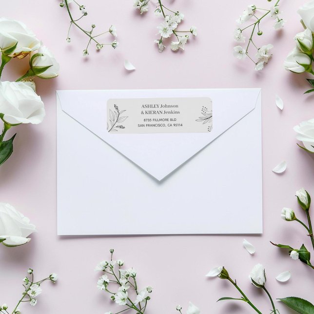 Floral Elegant Wedding return address  Label (Creator Uploaded)