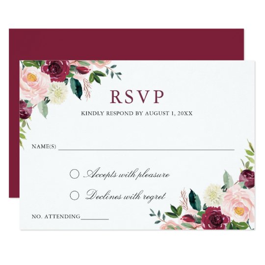 Floral Elegant Wedding RSVP Respond Card Modern