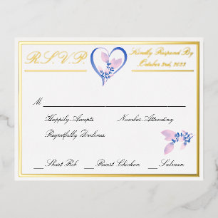 Floral Elegant White Wedding RSVP Gold Foil Invitation Postcard