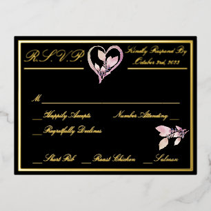 Floral Elegant White Wedding RSVP Gold Foil Invitation Postcard