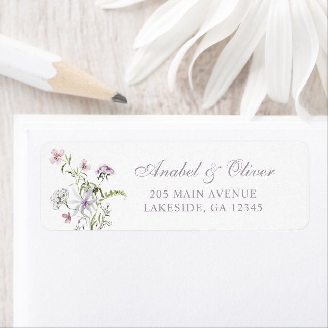 Floral Elegant Wildflowers Blush Return Address Label (Insitu)