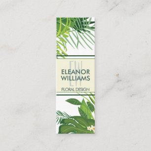 Floral elegant with green leaves and tiny flowers mini business card
