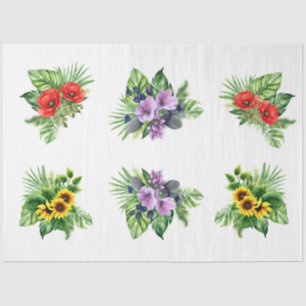 Floral Elements for Decoupage Crafting Tissue Paper