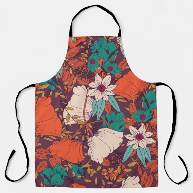 Floral Elements: Hand Drawn Seamless. Apron (Front)