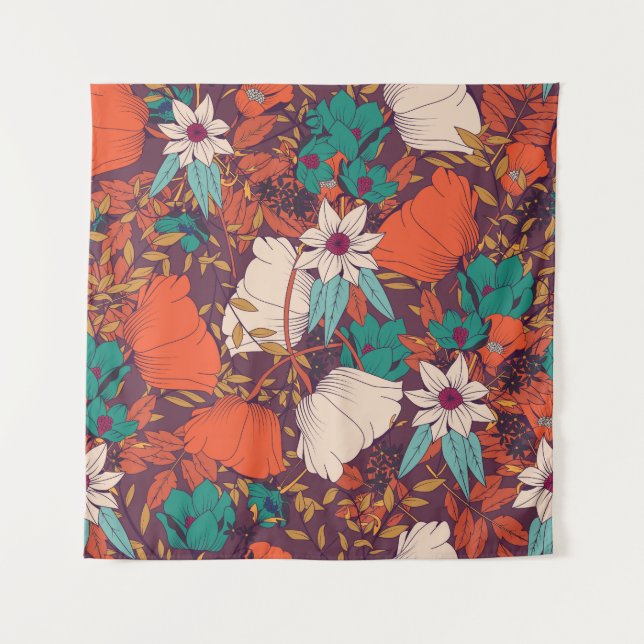 Floral Elements: Hand Drawn Seamless. Tapestry (Front)