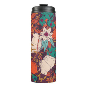 Floral Elements: Hand Drawn Seamless. Thermal Tumbler