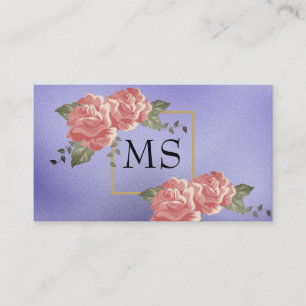Floral Elements Monogram Business Card