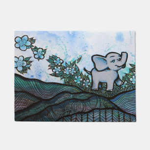 Floral Elephant Art Doormat