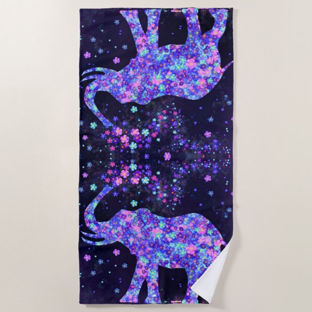 Floral Elephant Beach Towel (Front)