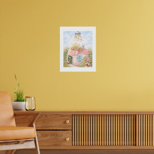 Floral Elephant Cottage Art Print