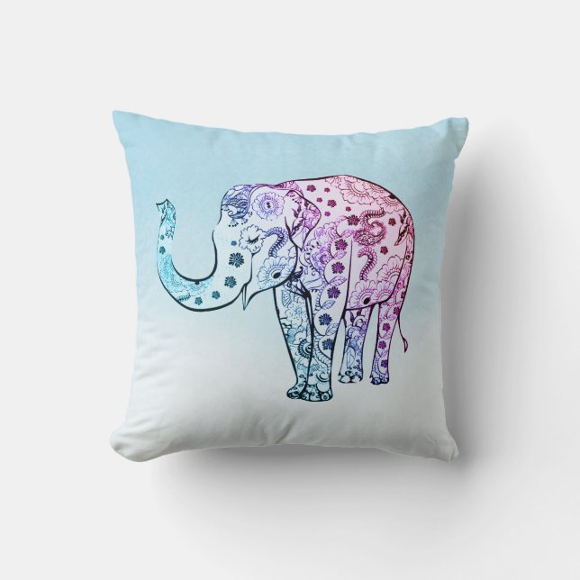 Floral Elephant Cushion (Front)