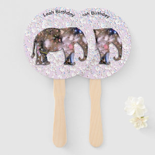 Floral Elephant Hand Fan