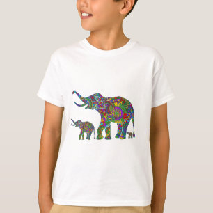 Floral Elephant Illustration Bright Colourful Tone T-Shirt