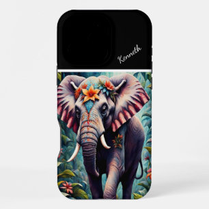 Floral Elephant In Jungle iPhone 16 Pro Max Case