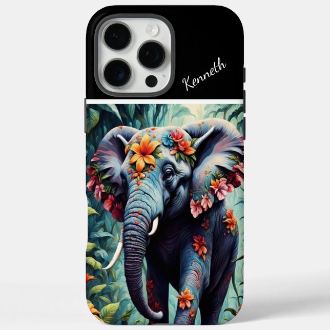Floral Elephant in the Jungle Case-Mate iPhone Case (Back)