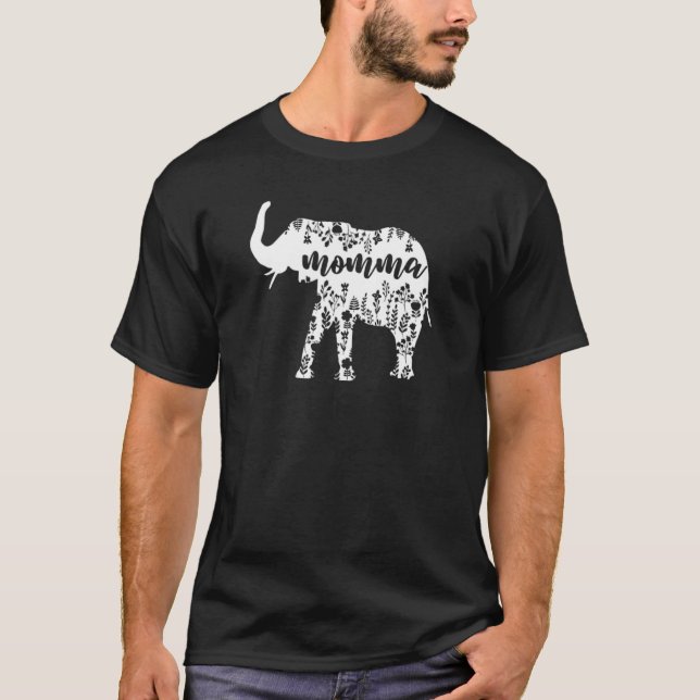 Floral Elephant Momma T-Shirt (Front)