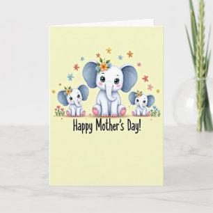 Floral Elephant Mothers Day Card