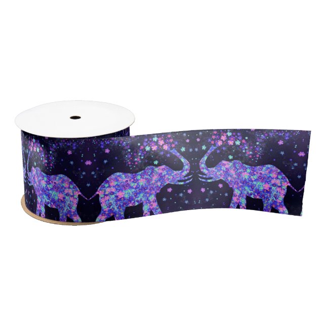 Floral Elephant Ribbon Satin Ribbon (Spool)