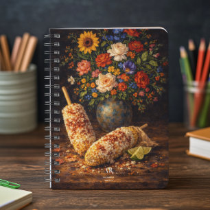 Floral Elote Still Life Monogram Notebook