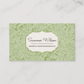 Floral Embossed Green Colour Business Card