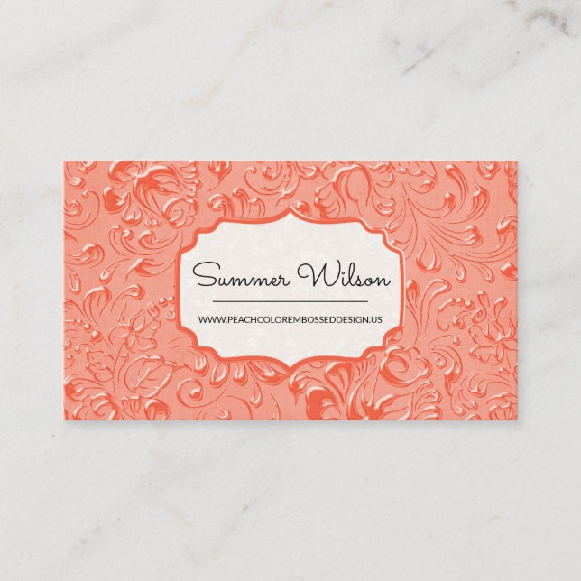 Floral Embossed Reddish Colour Business Card (Front)