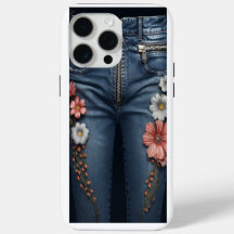 Floral Embroidered Denim Look