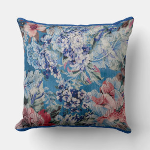 Floral Embroidered Pattern Colourful Flowers Cushion
