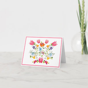 Floral embroidery custom card