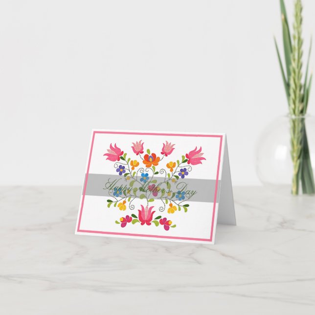 Floral embroidery custom card (Front)