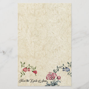 Floral Embroidery Faux Handmade Paper Stationery