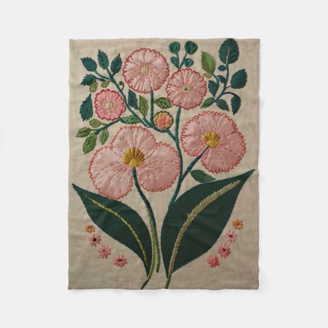 Floral Embroidery Fleece Blanket (Front)