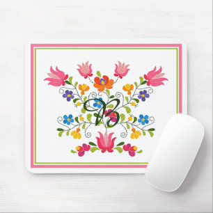 Floral embroidery  mouse pad