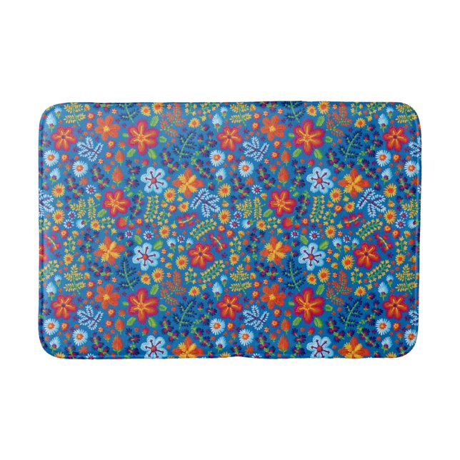 Floral Embroidery Pattern Bath Mat (Front)